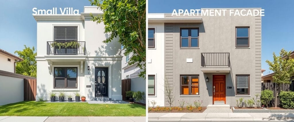 مقایسه نمای ویلایی کوچک با نمای آپارتمانی