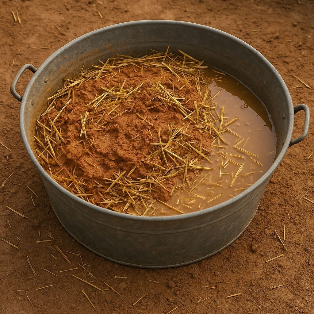 ساخت آجر در خانه - ترکیب خاک با آب و افزودنی‌ها