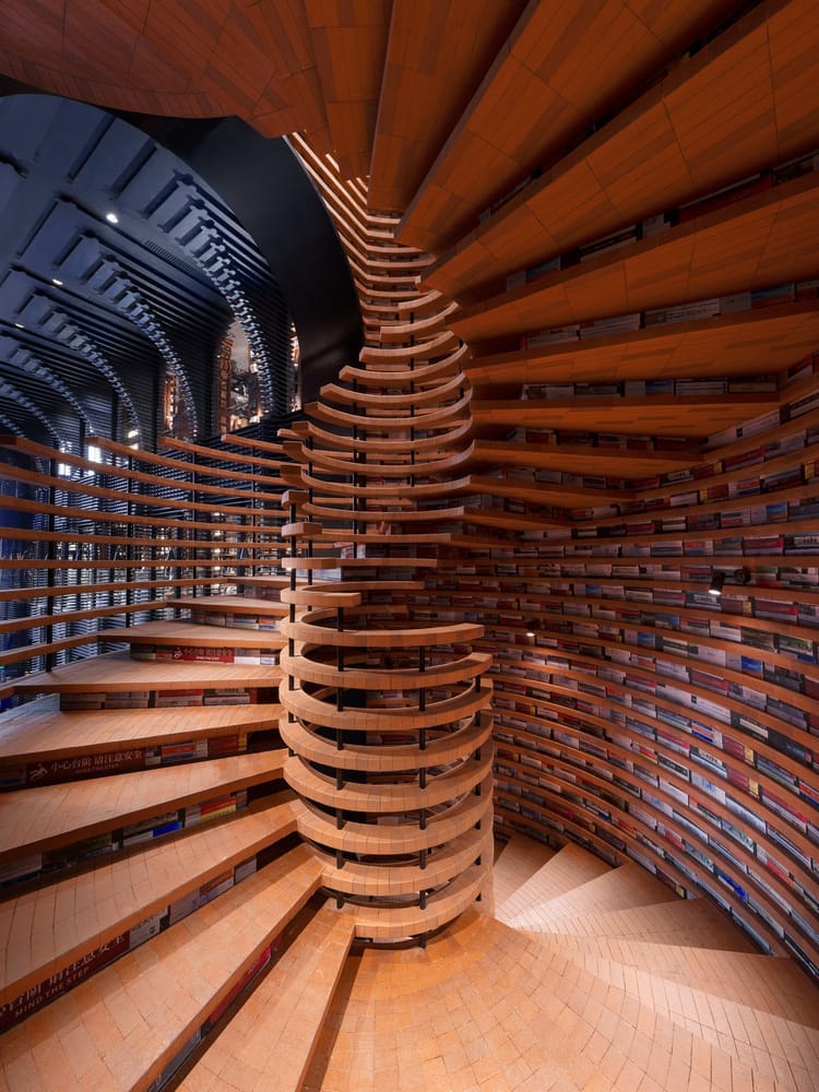 آجر در معماری عمومی: خلق فضای آرام در کتابخانه ها و مدارس - tianjin zhongshuge x plus living 16 کتابخانه تیانجین ژونگشوگه