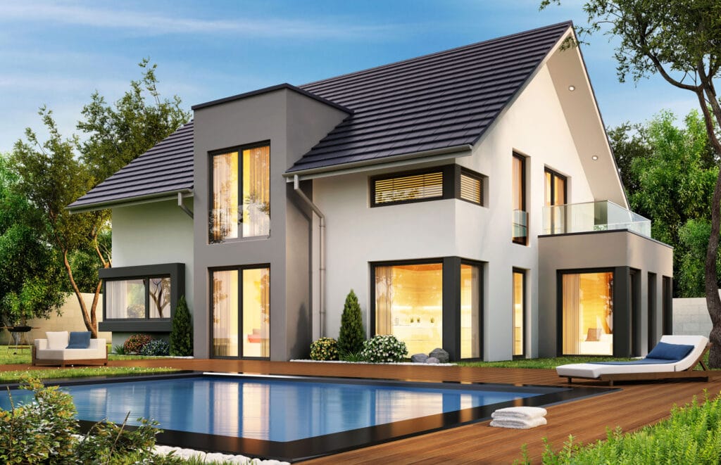 نمای سقف شیروانی در ویلاها و خانه‌های دوبلکس