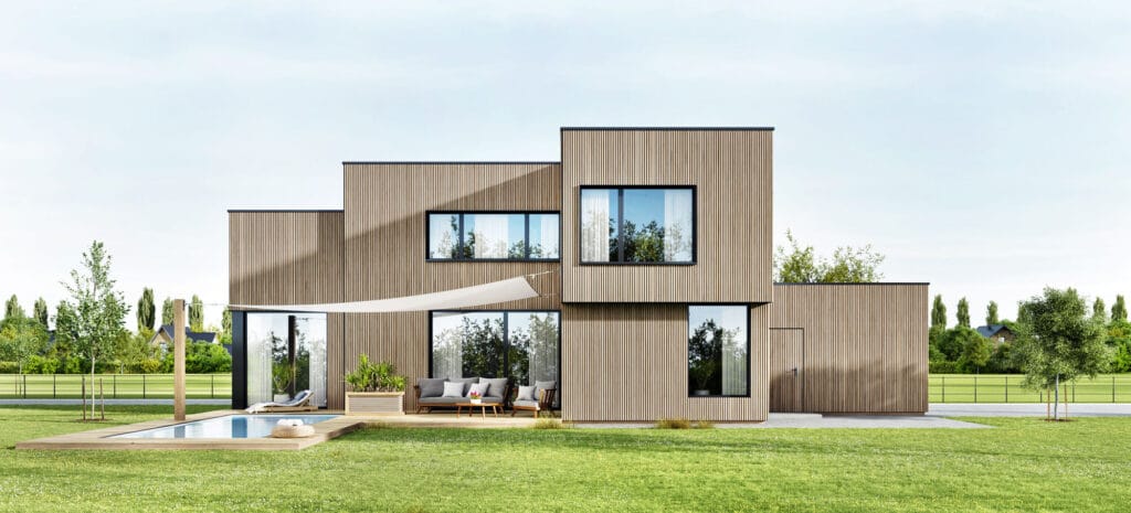 رازهای ماندگاری نمای ساختمان چوبی در اقلیم ایران - AdobeStock 444688158 مزایا و معایب نمای ساختمان چوبی