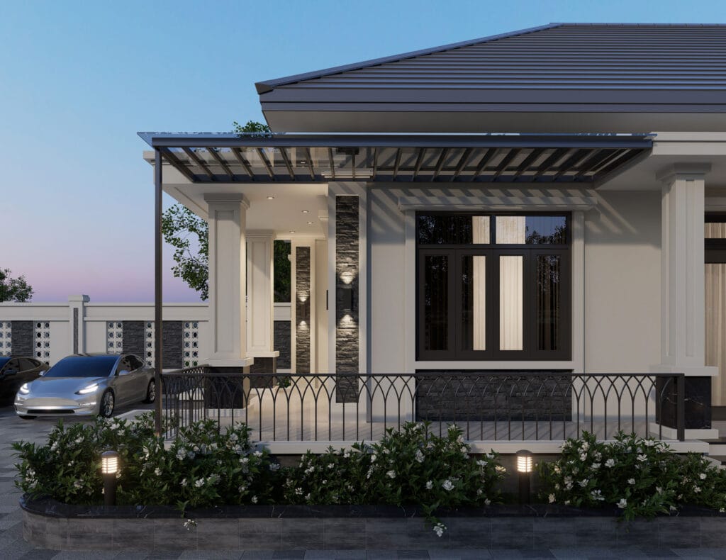 نمای ساختمان مدرن خارجی؛ راهنمای کامل طراحی و انتخاب بهترین سبکها - AdobeStock 774163443 نمای ساختمان مدرن خارجی در خانههای ویلایی