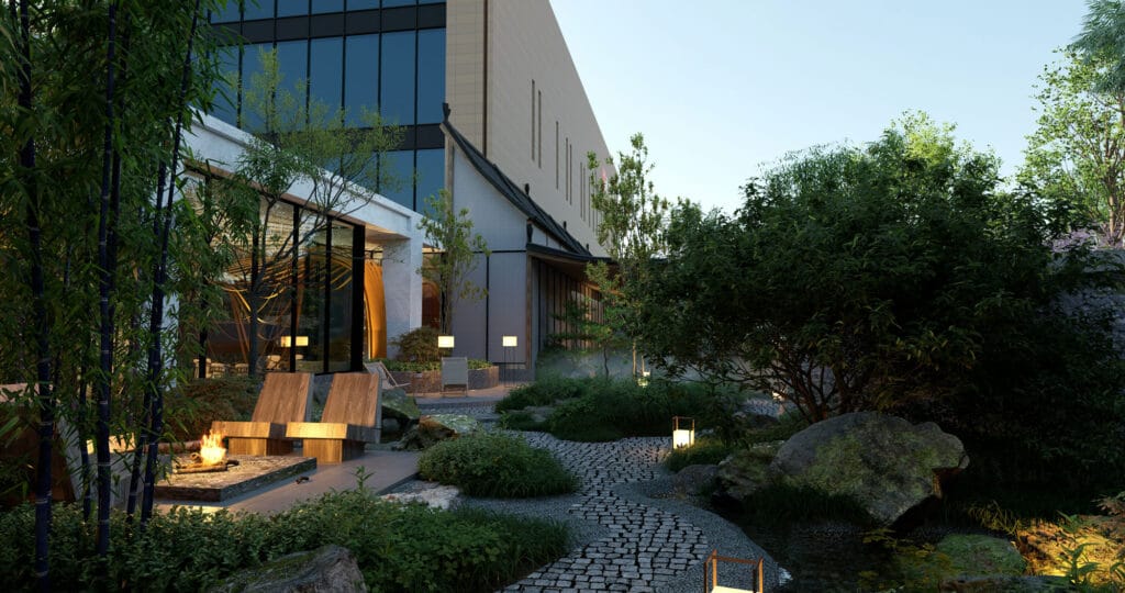 طراحی مدرن در نمای ساختمان سنگی