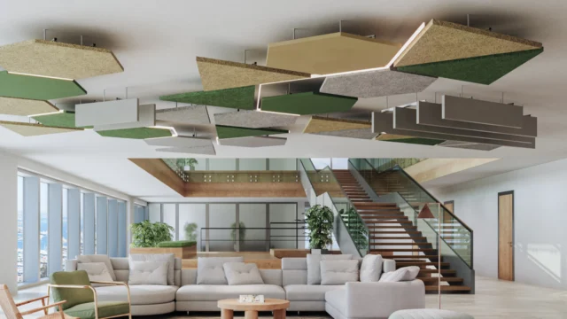 طراحی داخلی با کناف؛ راهنمای جامع و کاربردی - Multi Material Floating Canopies and Baffles CF 16x9 L طراحی داخلی با کناف؛ راهنمای جامع و کاربردی